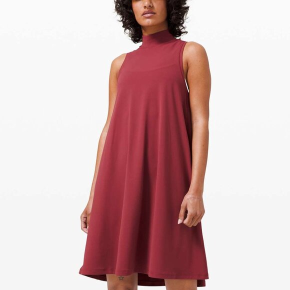 Lululemon All Aligned A-line Dress Chianti Red Nulu Size 12 Swing Loose $118 - Picture 3 of 6